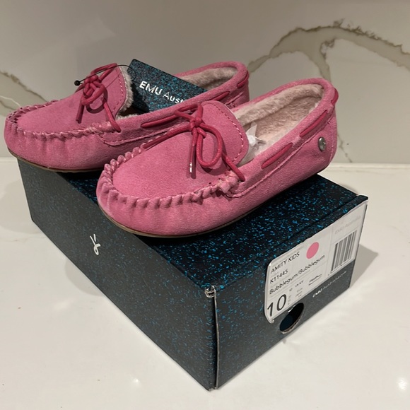Emu Other - EMU AUSTRALIA Bubblegum Pink Suede Leather Merino Wool Mocassins Slippers NWT